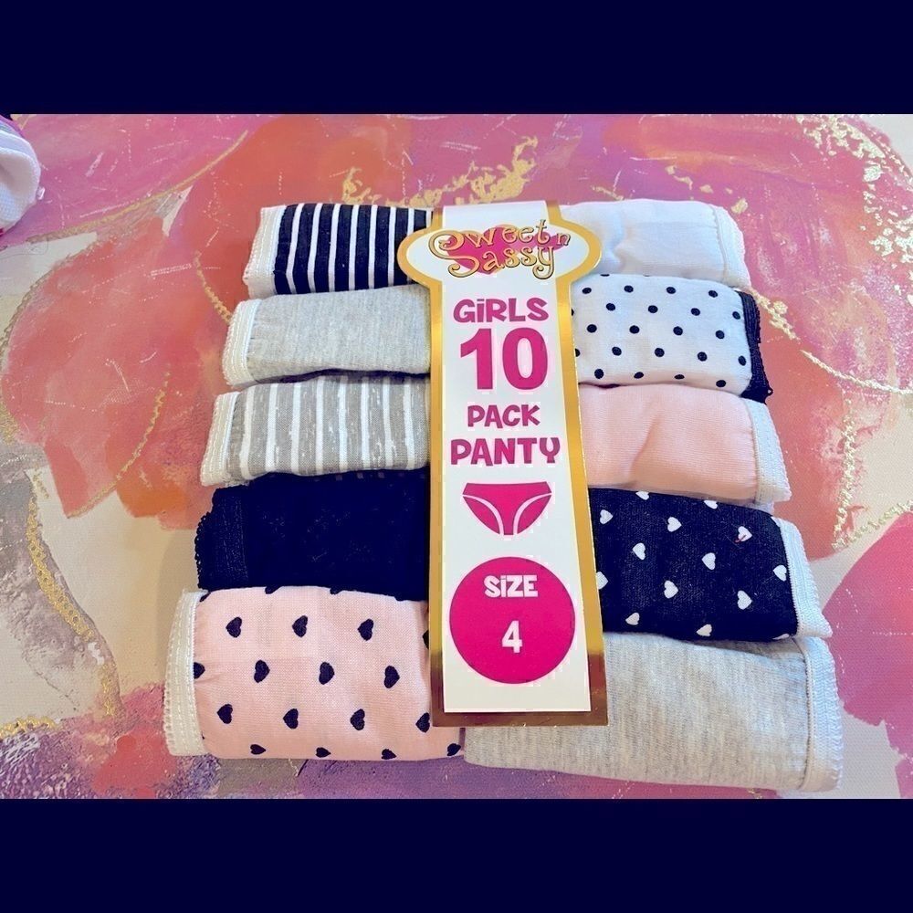 🎀Sweet N Sassy Girls 10 pk Briefs Panties sizes:4